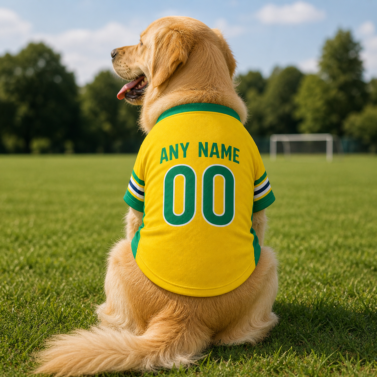 Brazil Dog T-Shirt Jersey Style Custom Name and Number Pet Clothes Gifts