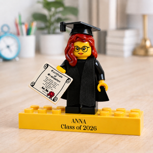 Personalized Minifigure Set with Custom Display Case, Custom Graduation Mini Figure, 2026 Graduation Gift, Funny Grad Gift for Him/Her