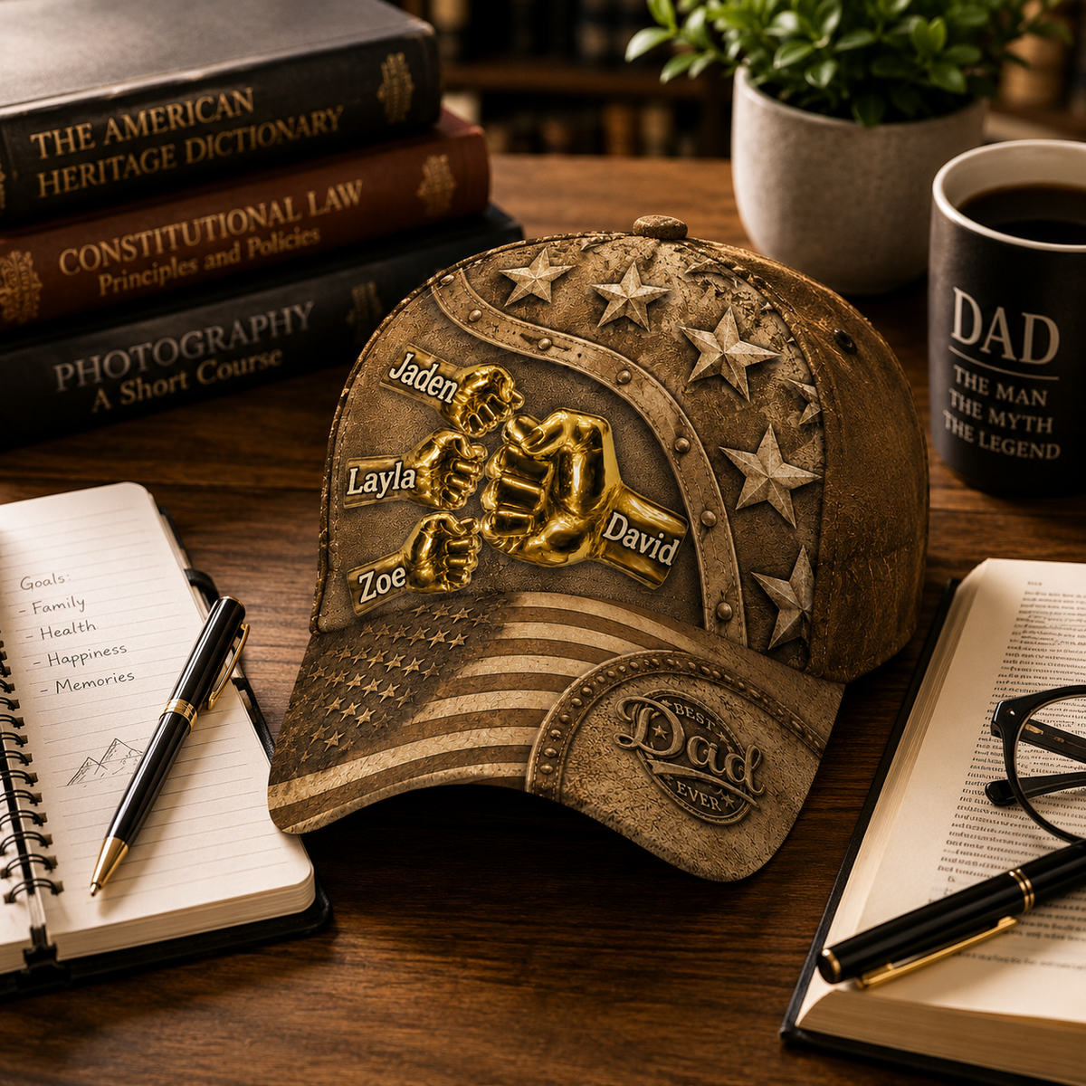 Best Dad Ever Personalized Classic Cap, Fist Bump Daddy Cap, Custom Dad Hat with Kids Name, Dad Baseball Cap, Gifts for Dad, Daddy, Grandpa, Husband On Fathers Days