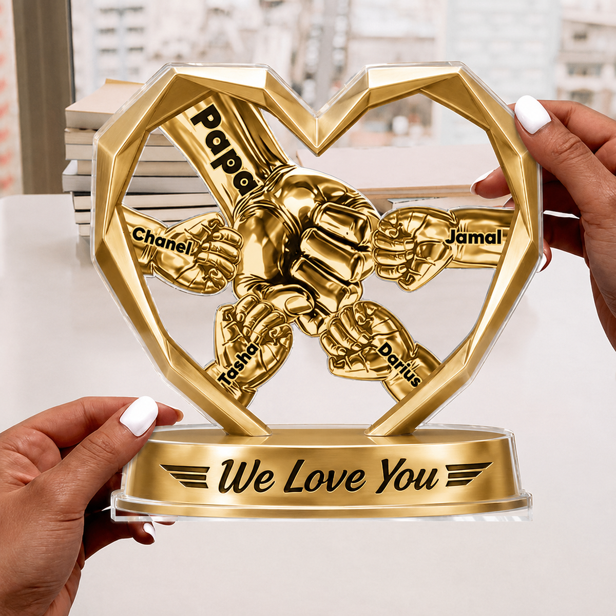 We Love You - Personalized Custom Shaped Acrylic Plaque Daddy s Team Acrylic Plaque Custom Gift for Dad, Custom Shaped Family Keepsake Decor