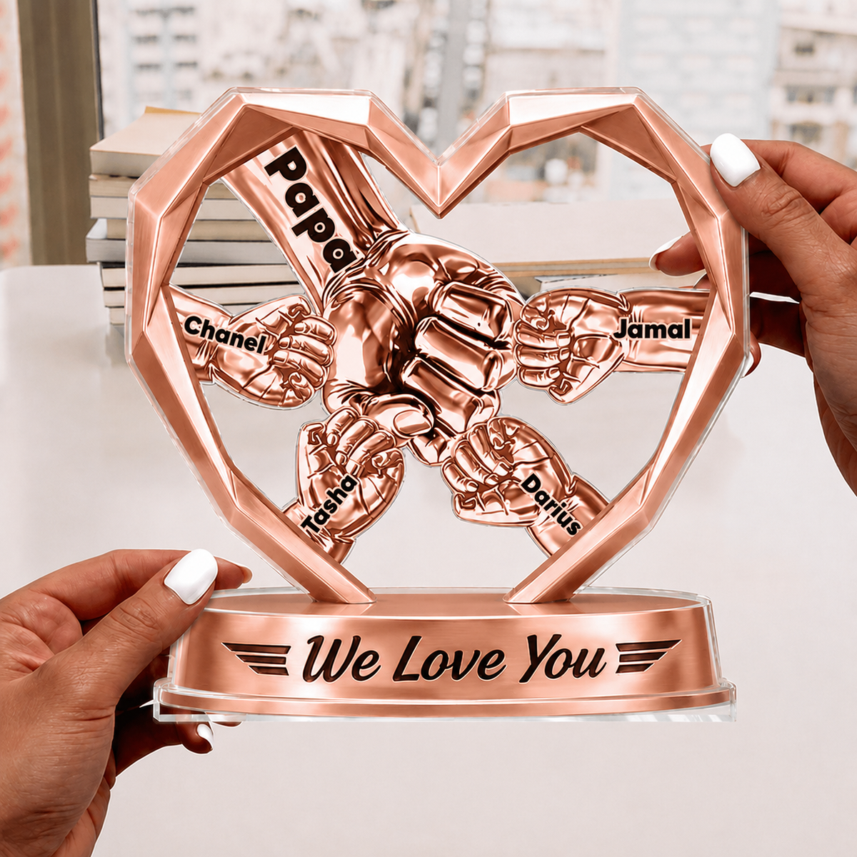We Love You - Personalized Custom Shaped Acrylic Plaque Daddy s Team Acrylic Plaque Custom Gift for Dad, Custom Shaped Family Keepsake Decor