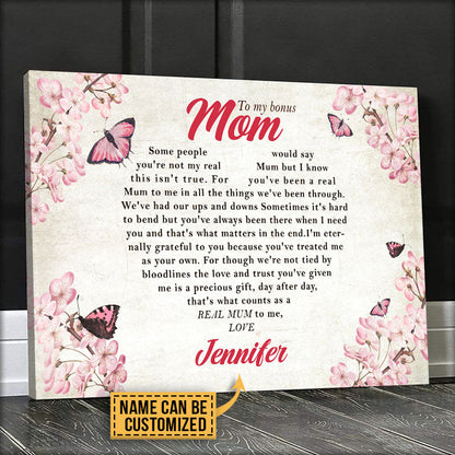 Personalized Cherry Blossom Daughter To Bonus Mom What Counts As A Real Mum Custom Canvas