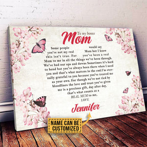 Personalized Cherry Blossom Daughter To Bonus Mom What Counts As A Real Mum Custom Canvas