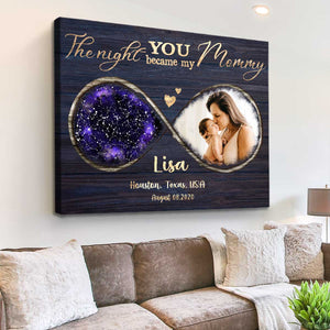 Personalized Gift For New Mom For Mother s Day, The Night You Became My Mommy Custom Star Map Print, First Time Mom Gifts from Husband