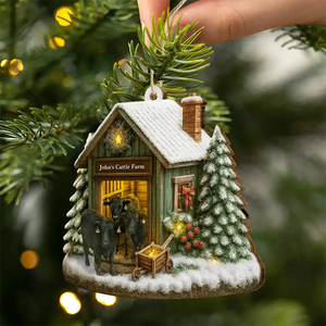 Christmas Cattle Farm - Personalized Custom Shaped Wooden Ornament Christmas Gift Christmas House Decor