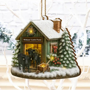 Christmas Cattle Farm - Personalized Custom Shaped Wooden Ornament Christmas Gift Christmas House Decor