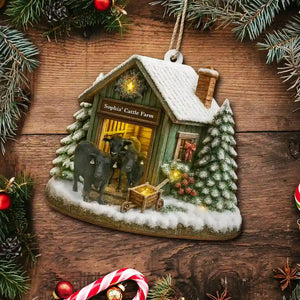 Christmas Cattle Farm - Personalized Custom Shaped Wooden Ornament Christmas Gift Christmas House Decor
