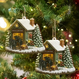 Christmas Cattle Farm - Personalized Custom Shaped Wooden Ornament Christmas Gift Christmas House Decor
