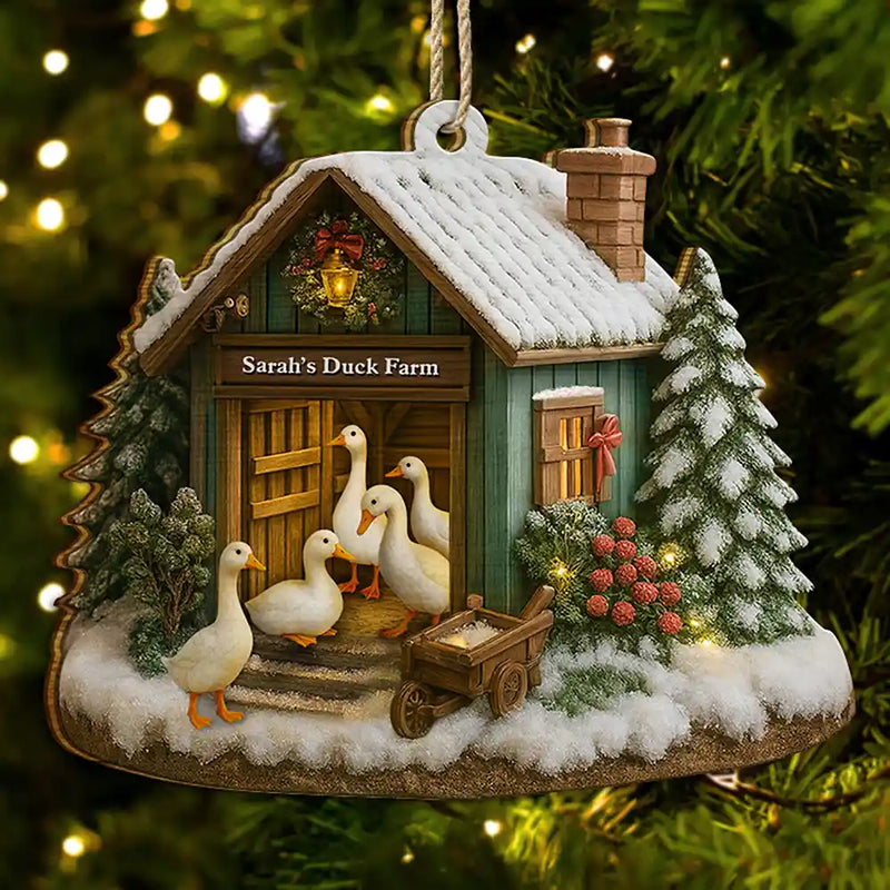Funny Christmas Duck Farm - Personalized Custom Shaped Wooden Ornament Christmas Gift House Decor Christmas Tree Decor