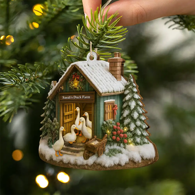 Funny Christmas Duck Farm - Personalized Custom Shaped Wooden Ornament Christmas Gift House Decor Christmas Tree Decor