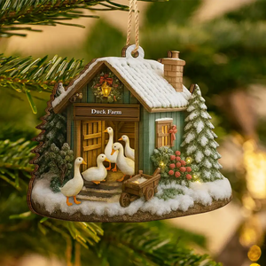 Funny Christmas Duck Farm - Personalized Custom Shaped Wooden Ornament Christmas Gift House Decor Christmas Tree Decor