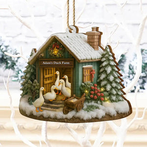 Funny Christmas Duck Farm - Personalized Custom Shaped Wooden Ornament Christmas Gift House Decor Christmas Tree Decor