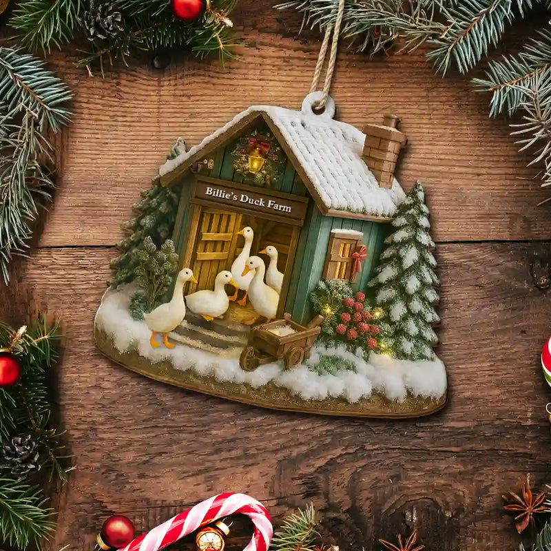Funny Christmas Duck Farm - Personalized Custom Shaped Wooden Ornament Christmas Gift House Decor Christmas Tree Decor