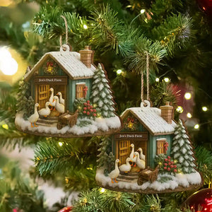 Funny Christmas Duck Farm - Personalized Custom Shaped Wooden Ornament Christmas Gift House Decor Christmas Tree Decor