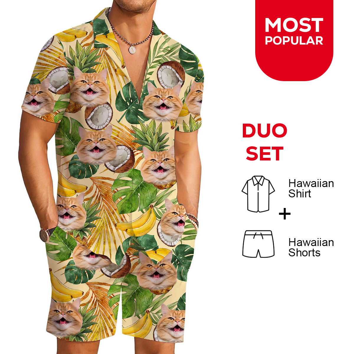 Coconut Bud Shirt - Personalized Custom Cat Photo Hawaiian Shirt