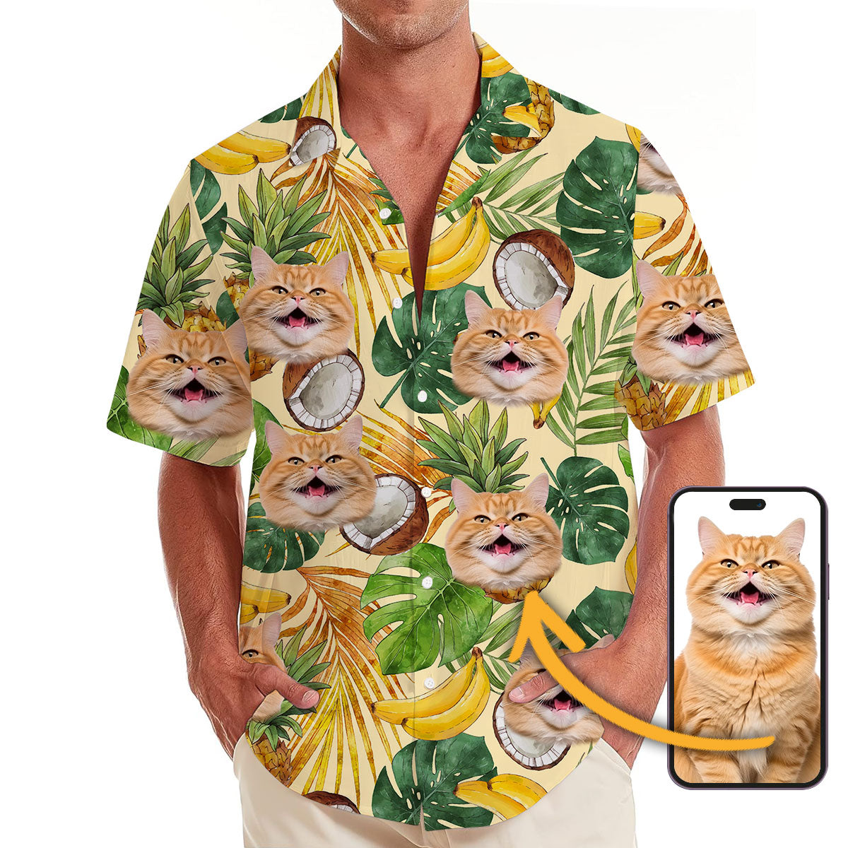 Coconut Bud Shirt - Personalized Custom Cat Photo Hawaiian Shirt