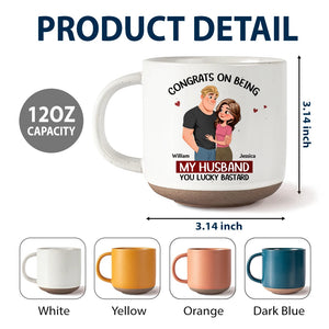 Congrats On Being My Husband Animate Hugging Couple - Personalized Pottery Mug