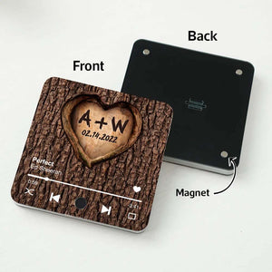Couple Name Initials In A Heart Tree - Personalized Music Fridge Magnet - Valentine's Day, Anniversary, Engagement Gift
