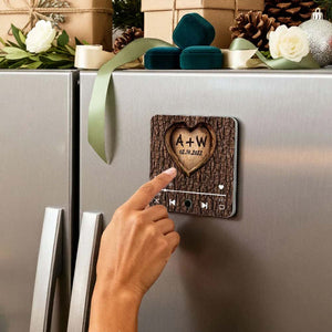 Couple Name Initials In A Heart Tree - Personalized Music Fridge Magnet - Valentine's Day, Anniversary, Engagement Gift