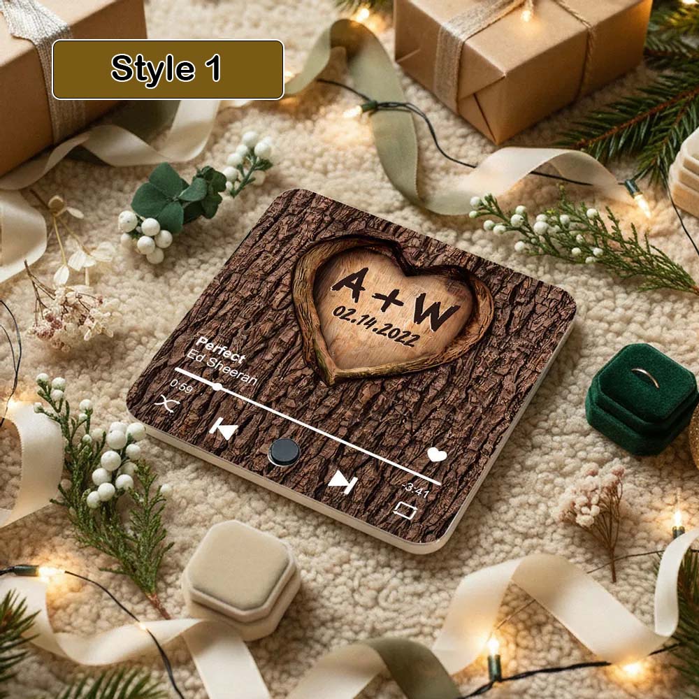 Couple Name Initials In A Heart Tree - Personalized Music Fridge Magnet - Valentine's Day, Anniversary, Engagement Gift