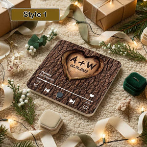 Couple Name Initials In A Heart Tree - Personalized Music Fridge Magnet - Valentine's Day, Anniversary, Engagement Gift
