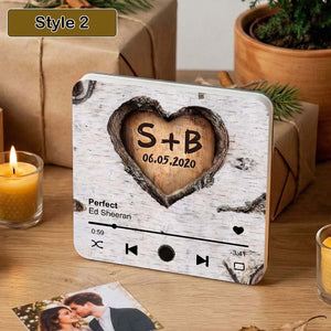 Couple Name Initials In A Heart Tree - Personalized Music Fridge Magnet - Valentine's Day, Anniversary, Engagement Gift