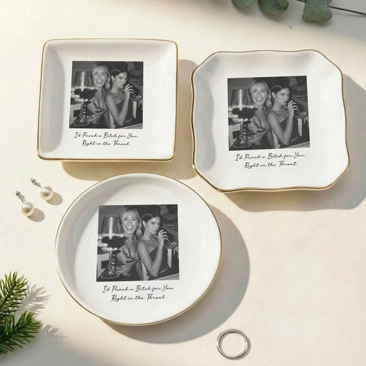 Custom Bestie Photo Trinket Tray For Best Friend Friendship Thank You Gifts - Personalized Jewelry Dish