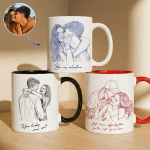 Custom Couple Photo Portrait How Lucky Are We Gift For Him, Her - Personalized Mug
