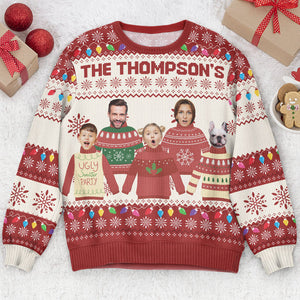 Custom Face Christmas Family Xmas Leds, Personalized Family Photo Ugly Sweater, Ugly Christmas Pattern, Christmas Sweatshirt, Christmas Gift