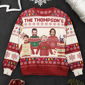 Custom Face Christmas Family Xmas Leds, Personalized Family Photo Ugly Sweater, Ugly Christmas Pattern, Christmas Sweatshirt, Christmas Gift