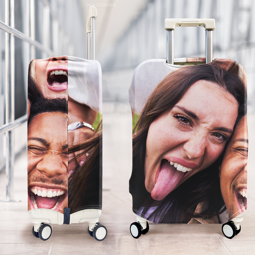 Custom Photo Luggage Cover, Personalize Pet Photo Logo Suitcase Covers, Customized Luggage Wrap Suitcase Protector, honeymoon gifts