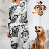 Custom Pet Photo Newspaper - Personalized Photo Women's Pajamas Set, Men's Pajamas Set