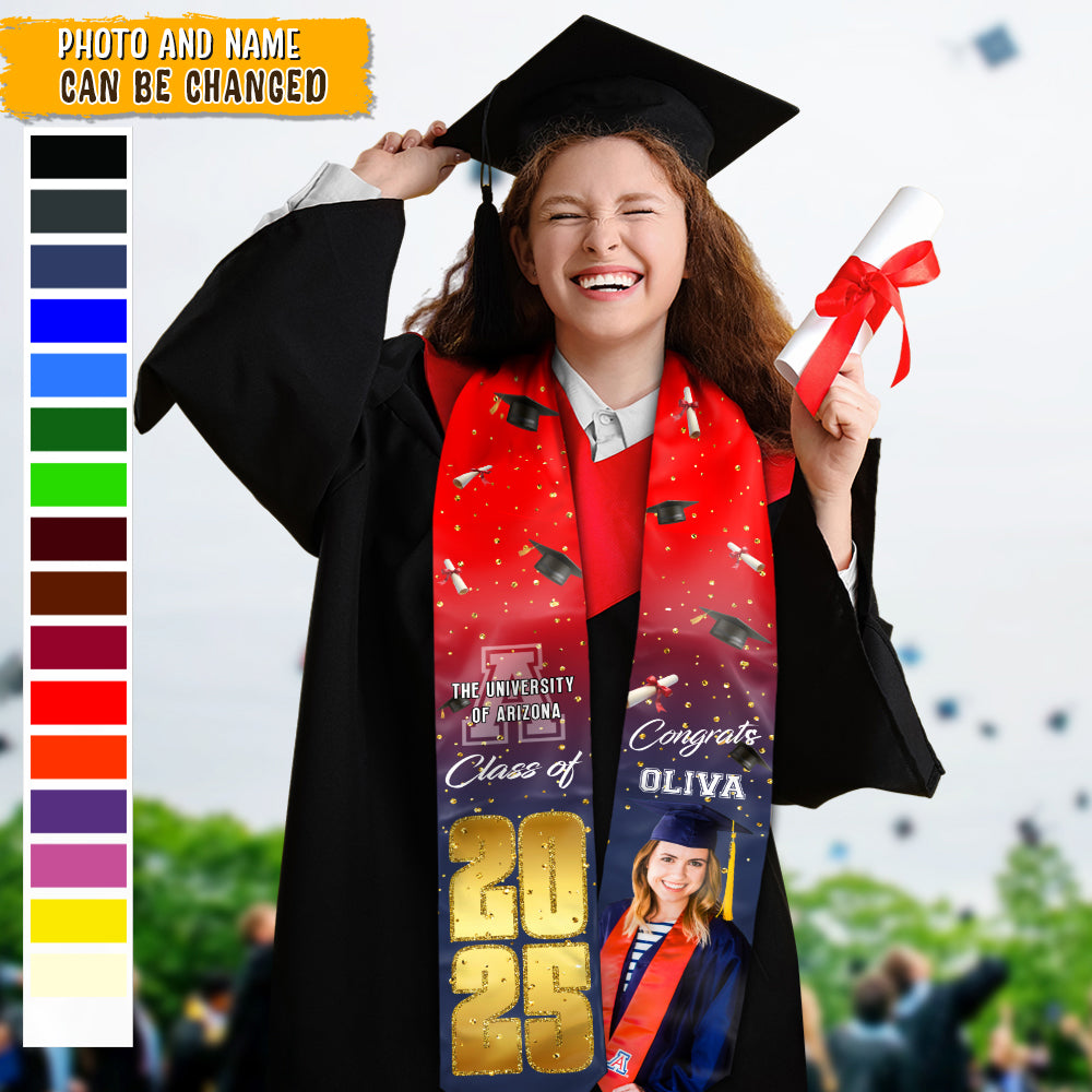 Custom Photo Class Of 2025 Congrats For Your Graduation, Personalized Graduate Stoles