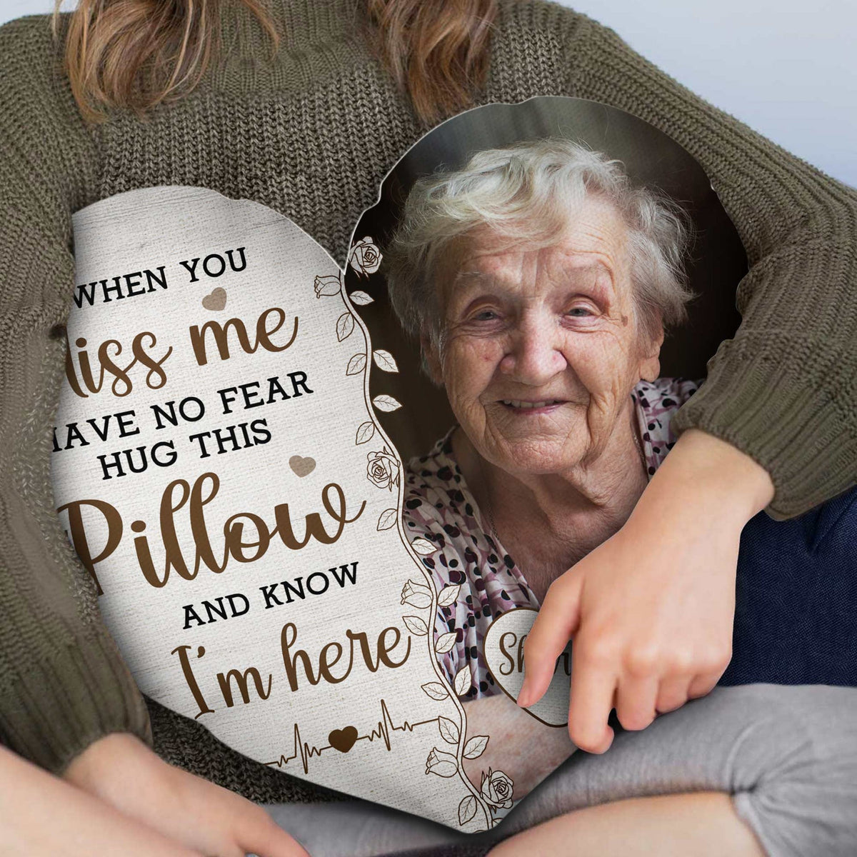 Custom Photo Hug This & Know I'm Here - Personalized Photo Custom Shaped Memory Pillow