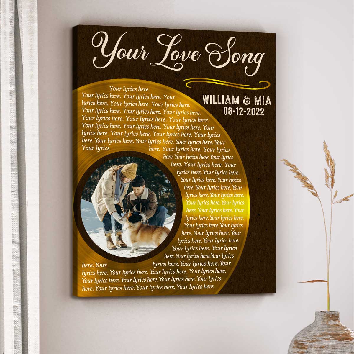 Custom Song Lyrics On Wall Art, Half Vinyl Record Canvas, Wedding Anniversary Gift, Personalized Gifts For Him Valentines Day