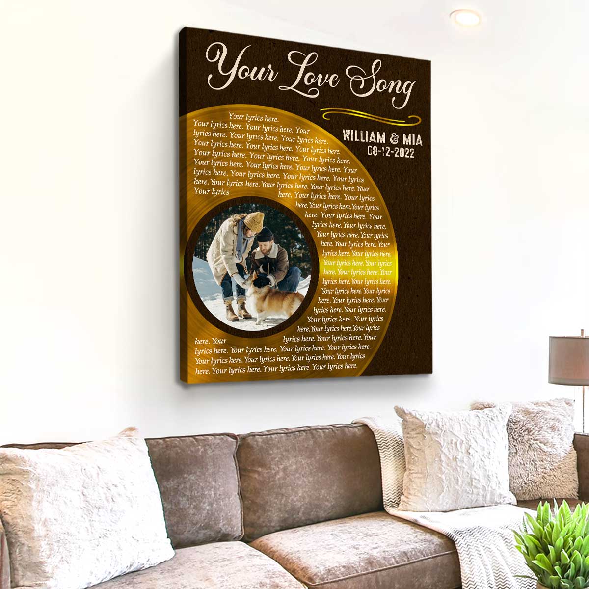 Custom Song Lyrics On Wall Art, Half Vinyl Record Canvas, Wedding Anniversary Gift, Personalized Gifts For Him Valentines Day