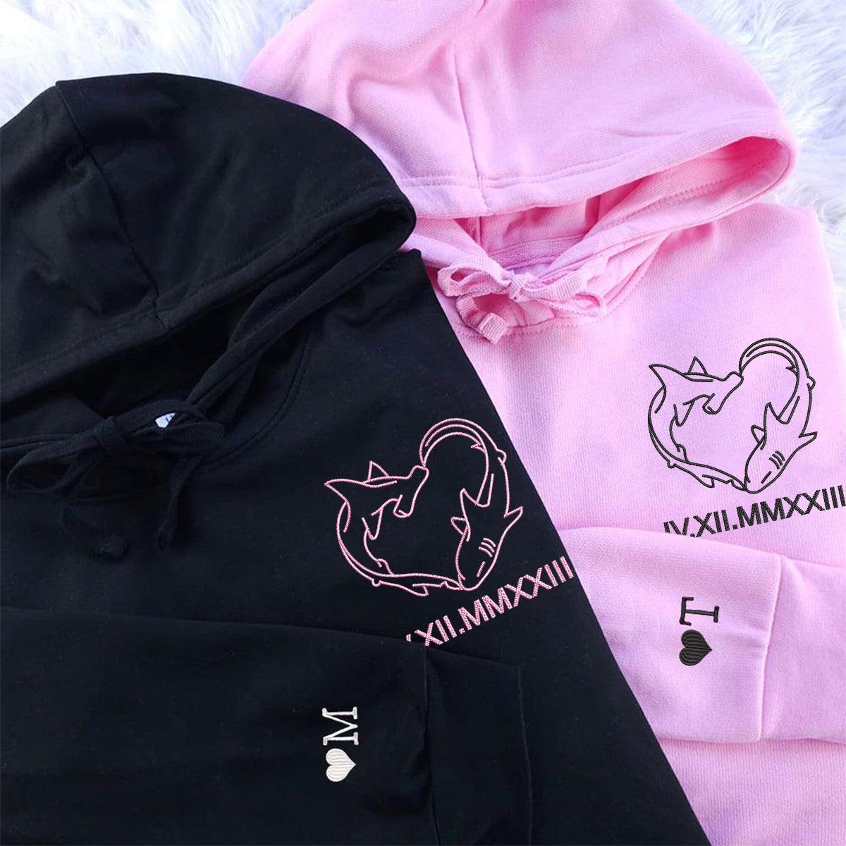 Custom Embroidered Shark Love Roman Numeral Matching Hoodies for Couples CustomEmbroideredSharkLoveMatchingHoodiesforCouples_4_5000x_33b102e1-e083-471e-9b9b-85543fa68340.jpg