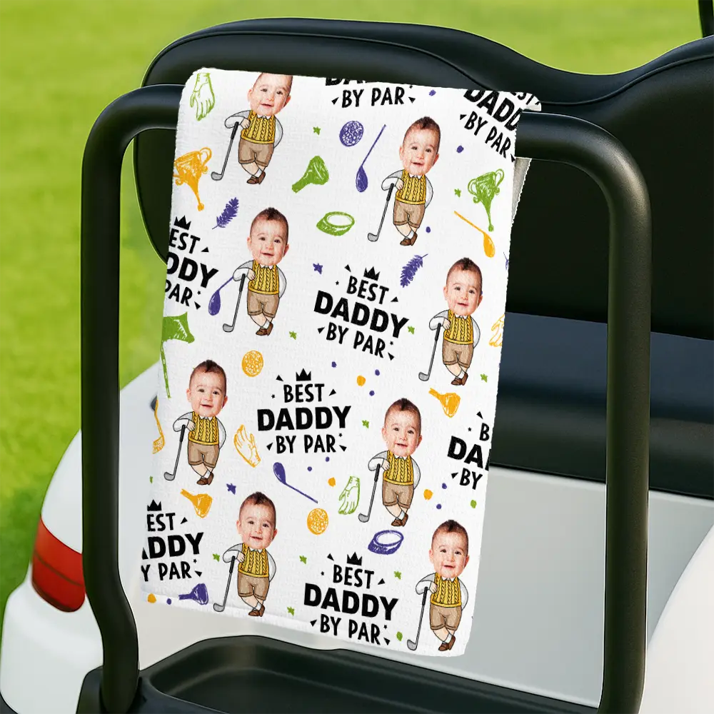 Best Dad By Par Funny Kid Personalized Golf Towel