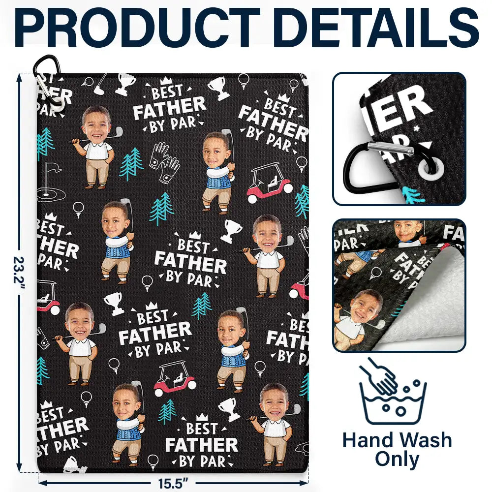 Best Dad By Par Funny Kid Personalized Golf Towel