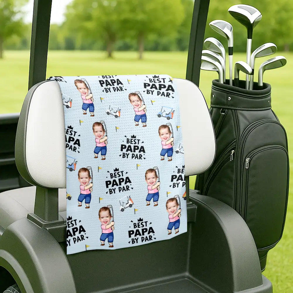 Best Dad By Par Funny Kid Personalized Golf Towel