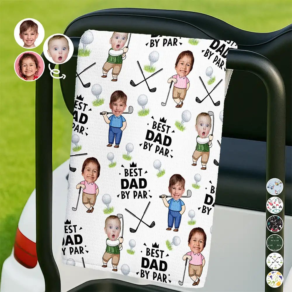 Best Dad By Par Funny Kid Personalized Golf Towel