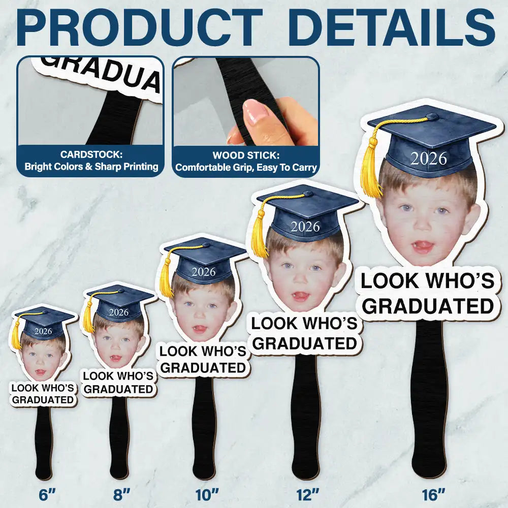Custom Photo Childhood Look Who's Graduated - Personalized Graduation Handheld Fan