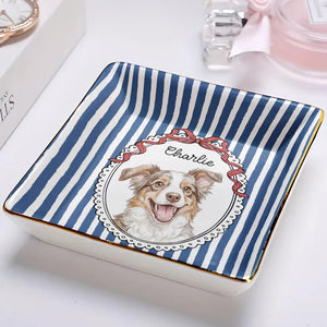 Custom Photo Colored Pencil Sketch Funny Dog Cat Pet - Personalized Ring Dish
