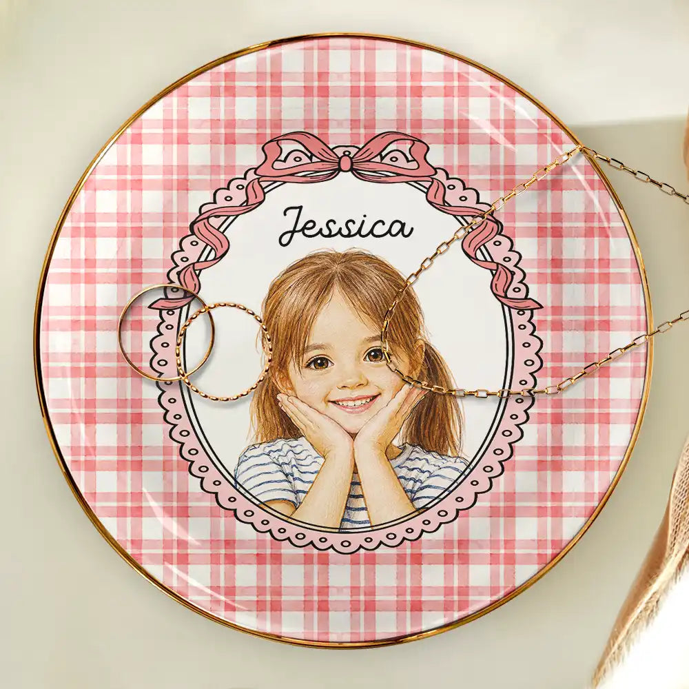 Custom Photo Colored Pencil Sketch Funny Dog Cat Pet - Personalized Ring Dish