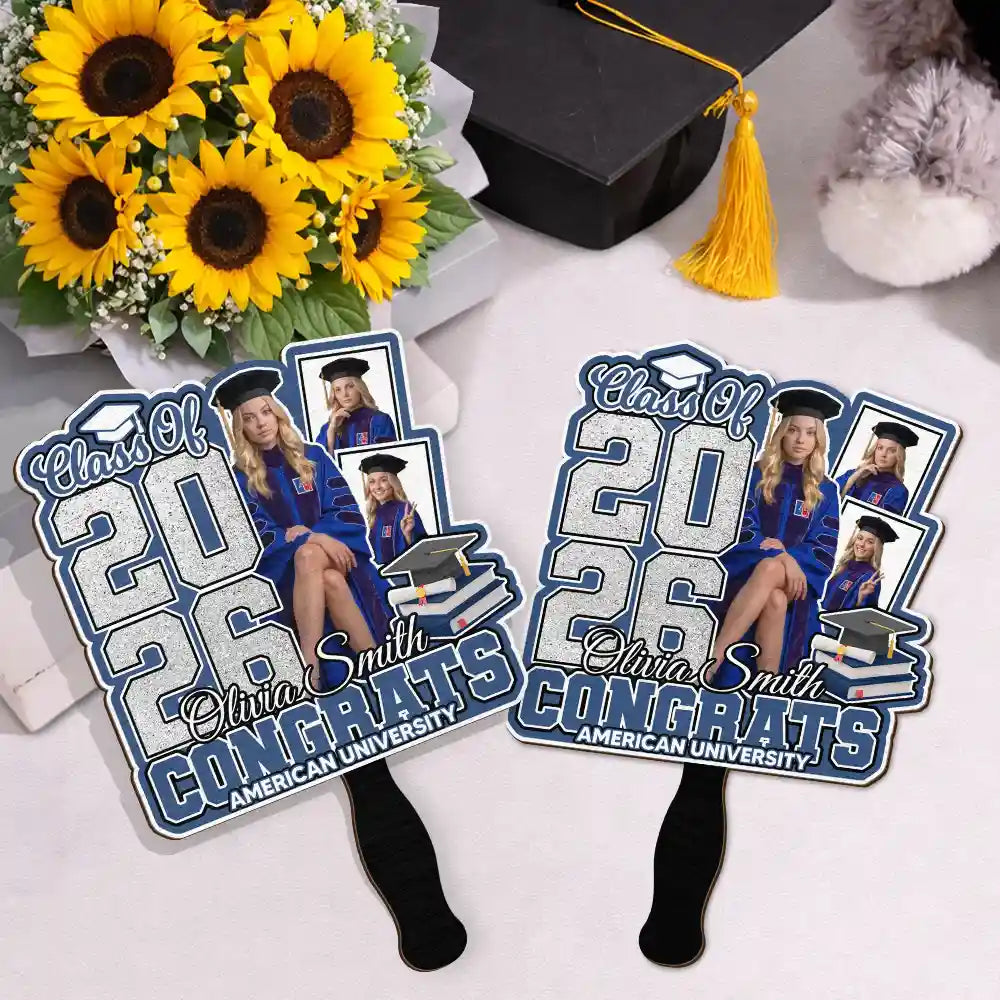 Custom Photo Congrats You Did It - Personalized Graduation Handheld Fan
