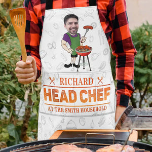 Custom Photo Dad Head Chef - Personalized Apron
