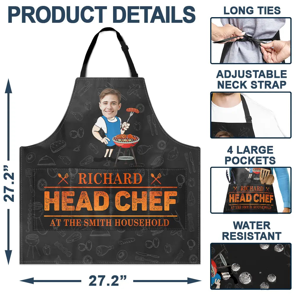 Custom Photo Dad Head Chef - Personalized Apron