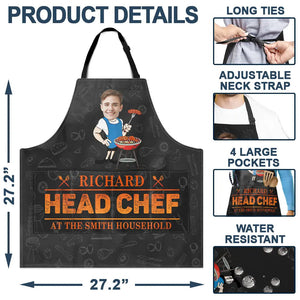 Custom Photo Dad Head Chef - Personalized Apron