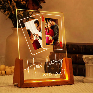 Custom Photo How Lucky Are We Family Mother Father - Personalized Night Light