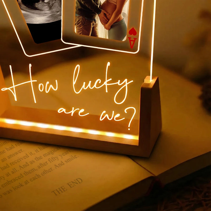 Custom Photo How Lucky Are We Family Mother Father - Personalized Night Light